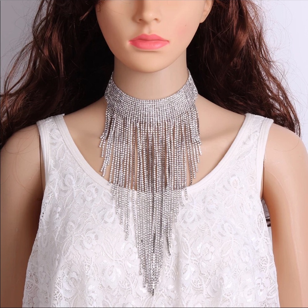 Silver choker necklace